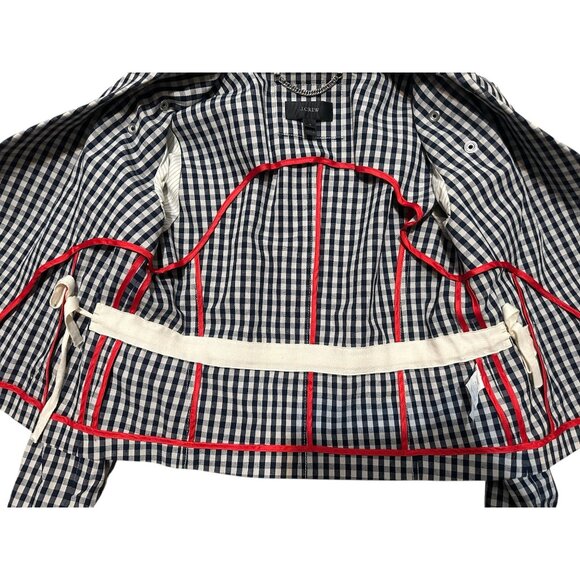 J.Crew Gingham Motorcycle Crop Jacket Womens Size 4 Linen Biker Cottage Preppy - Picture 7 of 16